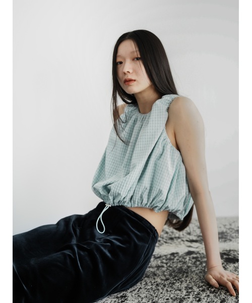 Katrin TOKYO(カトリーントーキョー)の「drawstring check tops(キャミソール・レディース・ブルー/ネイビー/ピンク・XS/FREE)」の1枚目の写真