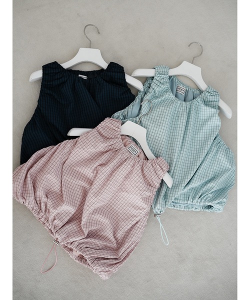 Katrin TOKYO(カトリーントーキョー)の「drawstring check tops(キャミソール・レディース・ブルー/ネイビー/ピンク・XS/FREE)」の5枚目の写真