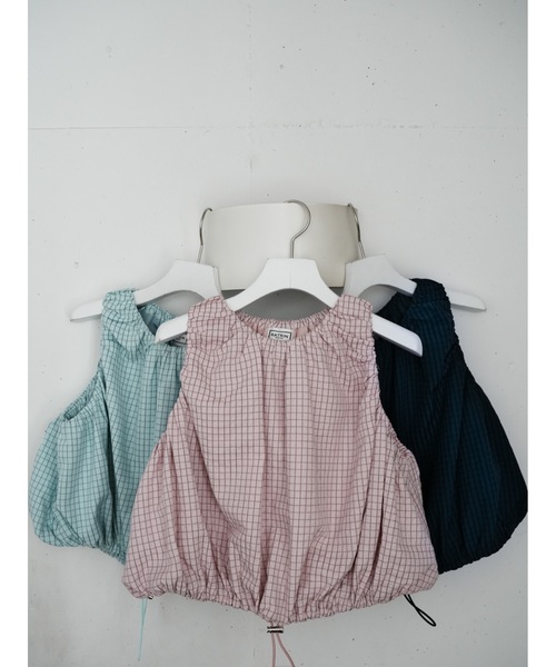 Katrin TOKYO(カトリーントーキョー)の「drawstring check tops(キャミソール・レディース・ブルー/ネイビー/ピンク・XS/FREE)」の6枚目の写真