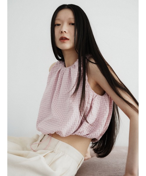 Katrin TOKYO(カトリーントーキョー)の「drawstring check tops(キャミソール・レディース・ブルー/ネイビー/ピンク・XS/FREE)」の12枚目の写真