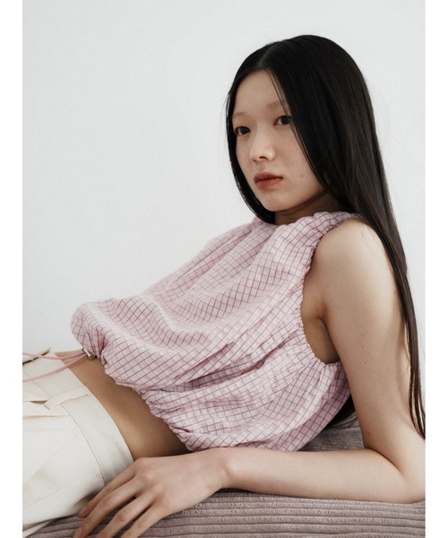 Katrin TOKYO(カトリーントーキョー)の「drawstring check tops(キャミソール・レディース・ブルー/ネイビー/ピンク・XS/FREE)」の13枚目の写真