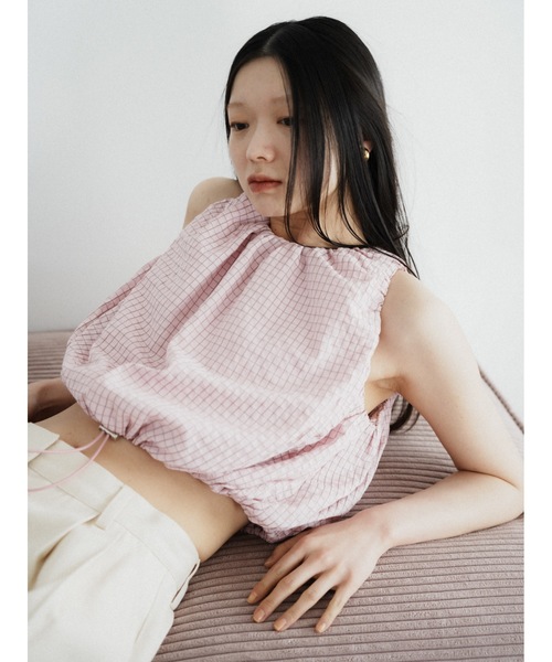 Katrin TOKYO(カトリーントーキョー)の「drawstring check tops(キャミソール・レディース・ブルー/ネイビー/ピンク・XS/FREE)」の15枚目の写真