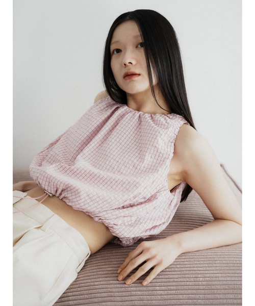 Katrin TOKYO(カトリーントーキョー)の「drawstring check tops(キャミソール・レディース・ブルー/ネイビー/ピンク・XS/FREE)」の17枚目の写真