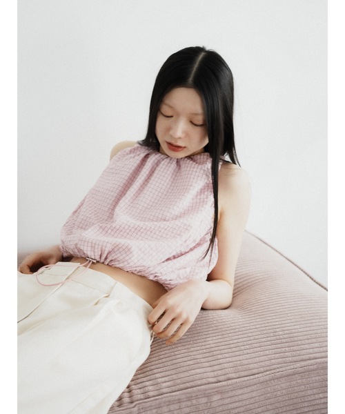 Katrin TOKYO(カトリーントーキョー)の「drawstring check tops(キャミソール・レディース・ブルー/ネイビー/ピンク・XS/FREE)」の19枚目の写真