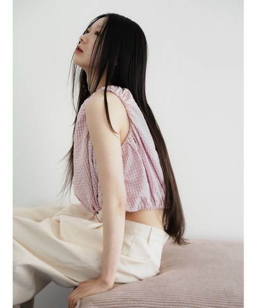 Katrin TOKYO(カトリーントーキョー)の「drawstring check tops(キャミソール・レディース・ブルー/ネイビー/ピンク・XS/FREE)」の20枚目の写真
