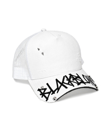 BLACK BLOND（ブラック ブロンド）の「ビビディグラフィティロゴトラッカーメッシュキャップ（ホワイト）（キャップ）」