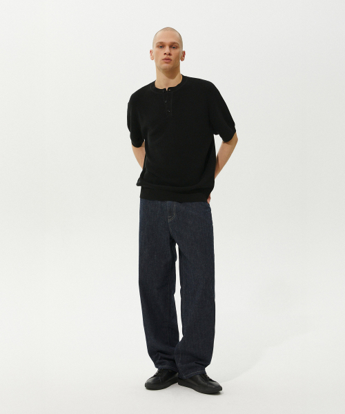 PLAC（プラック）の「リングヘンリーネック半袖ニットブラック（Tシャツ/カットソー・メンズ・その他・MEDIUM/LARGE）」の3枚目の写真