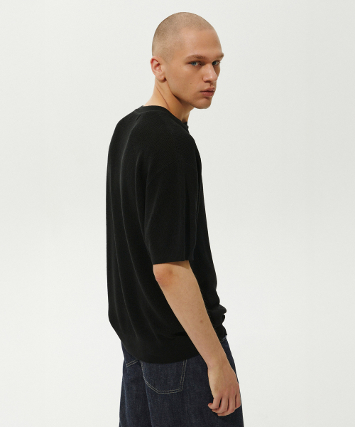 PLAC（プラック）の「リングヘンリーネック半袖ニットブラック（Tシャツ/カットソー・メンズ・その他・MEDIUM/LARGE）」の6枚目の写真