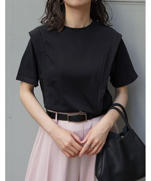 Re:EDIT（リエディ）の「[UVカット][接触冷感][シワになりにくい]ショルダータック半袖Ｔシャツ（Tシャツ/カットソー・レディース・ブラック/ホワイト/チャコールグレー・LARGE/MEDIUM）」の3枚目の写真