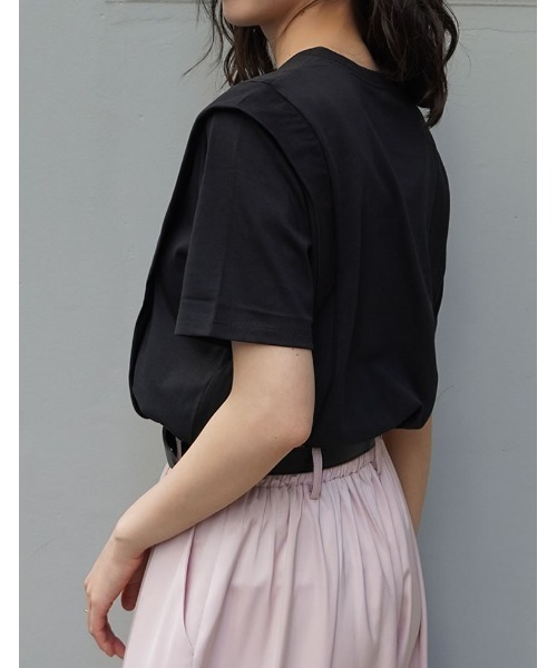 Re:EDIT（リエディ）の「[UVカット][接触冷感][シワになりにくい]ショルダータック半袖Ｔシャツ（Tシャツ/カットソー・レディース・ブラック/ホワイト/チャコールグレー・LARGE/MEDIUM）」の10枚目の写真