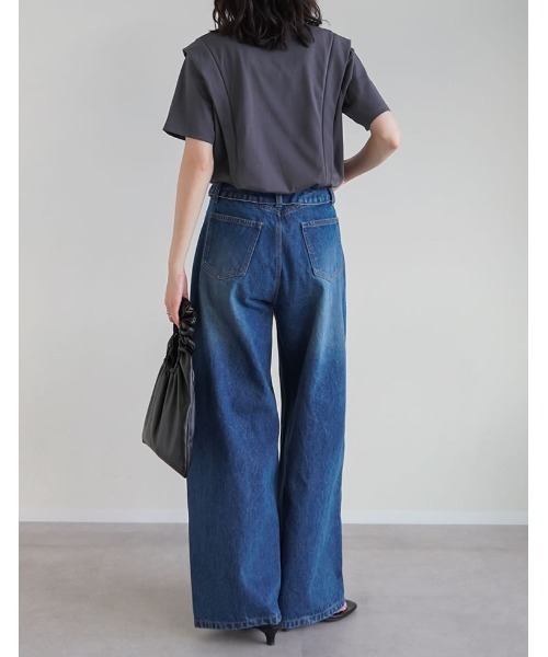 Re:EDIT（リエディ）の「[UVカット][接触冷感][シワになりにくい]ショルダータック半袖Ｔシャツ（Tシャツ/カットソー・レディース・ブラック/ホワイト/チャコールグレー・LARGE/MEDIUM）」の20枚目の写真