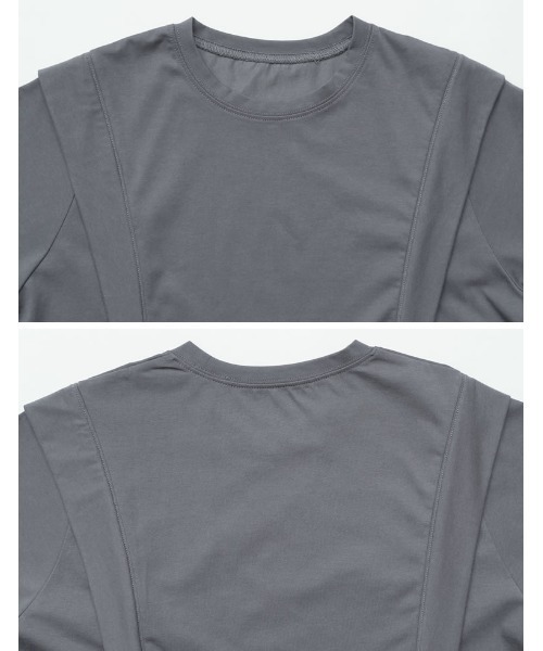Re:EDIT（リエディ）の「[UVカット][接触冷感][シワになりにくい]ショルダータック半袖Ｔシャツ（Tシャツ/カットソー・レディース・ブラック/ホワイト/チャコールグレー・LARGE/MEDIUM）」の18枚目の写真