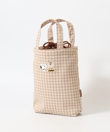 SNOOPY スヌーピー 巾着トート 縦型 チェック