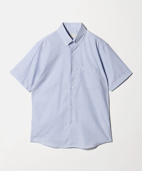 green label relaxing(グリーンレーベルリラクシング)の「エブリット TC パナマ ストライプ スタンダード ボタンダウン ショートスリーブ シャツ -イージーアイロン・通気性-(ビジネスシャツ・メンズ・ベージュ/コバルトブルー・XL/S/M/L)」の18枚目の写真