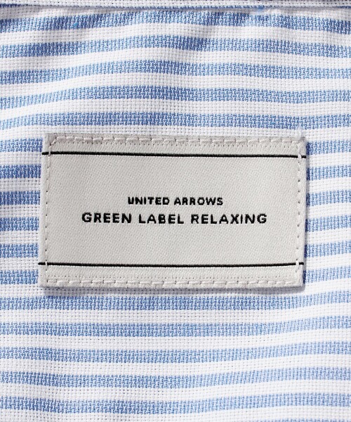 green label relaxing(グリーンレーベルリラクシング)の「エブリット TC パナマ ストライプ スタンダード ボタンダウン ショートスリーブ シャツ -イージーアイロン・通気性-(ビジネスシャツ・メンズ・ベージュ/コバルトブルー・XL/S/M/L)」の6枚目の写真