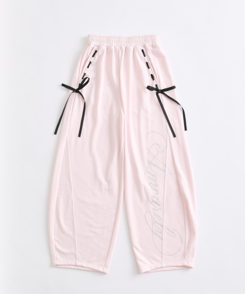 OLIVE des OLIVE（オリーブデオリーブ）の「アイレットリボンバレルレッグパンツ（スウェットパンツ・レディース・グレー/ピンク/ブラック・FREE）」の21枚目の写真