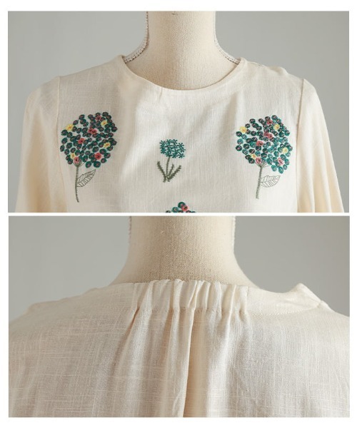 Sawa a la mode(サワアラモード)の「花刺繍ナチュラルブラウス(シャツ/ブラウス・レディース・アイボリー/チャコールグレー・FREE)」の20枚目の写真