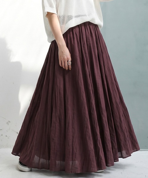 antiqua（アンティカ）の「ガーゼ調 マキシ丈 フレアスカート（スカート・レディース・ネイビー/ブルー/グリーン系その他/ブラウン系その他/レッド/ベージュ/パープル/ブラック/レッド系その他/ブルー系その他/ライトブルー/グリーン・ONESIZE）」の12枚目の写真