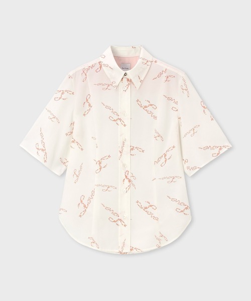 Paul Smith(ポールスミス)の「ウィメンズ "Love" 半袖シャツ / 265006 SH194(シャツ/ブラウス・レディース・バーガンディー/キナリ・40)」の2枚目の写真