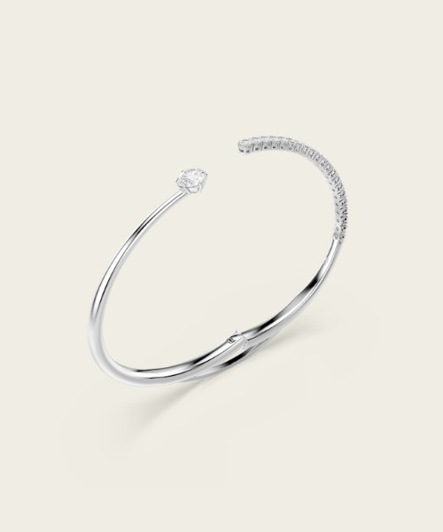 SWAROVSKI（スワロフスキー）の「【公式】【スワロフスキー】Matrix バングル, ラウンドカット, ホワイト, ロジウム・プレーティング（ブレスレット・レディース・シルバー系・S）」の4枚目の写真
