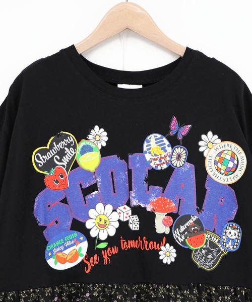 ScoLar(スカラー)の「ScoLar(スカラー) ポップロゴ×チェック×花柄 異素材切替ワンピース(ワンピース・レディース・オフホワイト/ブラック・MEDIUM)」の12枚目の写真