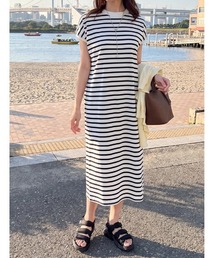 プチハイネックロングワンピース