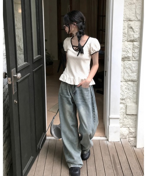 inst.ALL(インストール)の「裾フリルドットリボン半袖トップス(Tシャツ/カットソー・レディース・ホワイト・M/LL)」の8枚目の写真