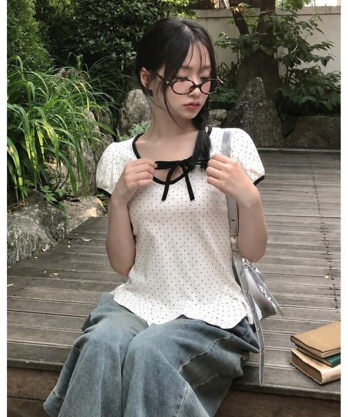 inst.ALL(インストール)の「裾フリルドットリボン半袖トップス(Tシャツ/カットソー・レディース・ホワイト・M/LL)」の13枚目の写真