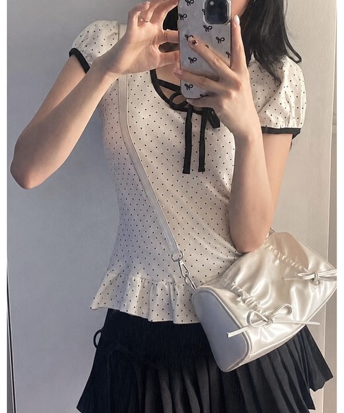 inst.ALL(インストール)の「裾フリルドットリボン半袖トップス(Tシャツ/カットソー・レディース・ホワイト・M/LL)」の16枚目の写真
