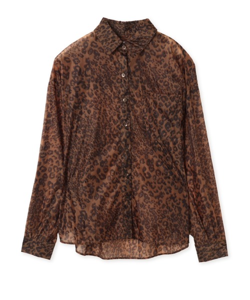 atmos pink(アトモスピンク)の「atmos pink Leopard Pattern Sheer Shirt / アトモスピンク レオパード パターン シアー シャツ(シャツ/ブラウス・レディース・ブラウン/ピンク・FREE)」の1枚目の写真