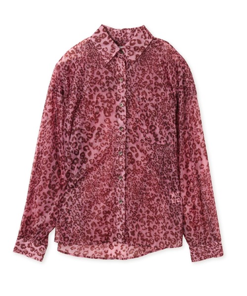 atmos pink(アトモスピンク)の「atmos pink Leopard Pattern Sheer Shirt / アトモスピンク レオパード パターン シアー シャツ(シャツ/ブラウス・レディース・ブラウン/ピンク・FREE)」の2枚目の写真