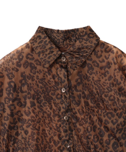 atmos pink(アトモスピンク)の「atmos pink Leopard Pattern Sheer Shirt / アトモスピンク レオパード パターン シアー シャツ(シャツ/ブラウス・レディース・ブラウン/ピンク・FREE)」の4枚目の写真