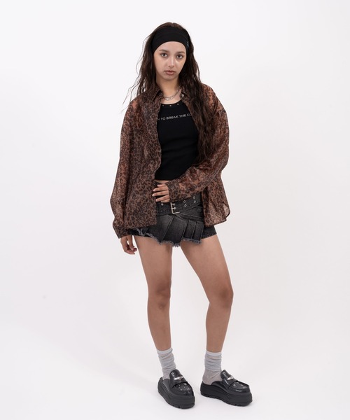 atmos pink(アトモスピンク)の「atmos pink Leopard Pattern Sheer Shirt / アトモスピンク レオパード パターン シアー シャツ(シャツ/ブラウス・レディース・ブラウン/ピンク・FREE)」の11枚目の写真