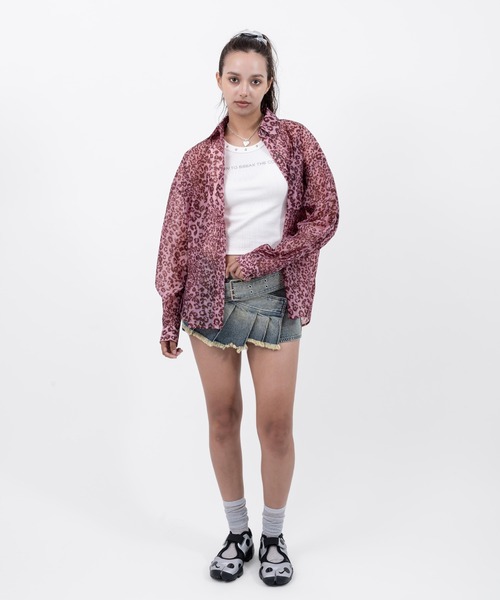 atmos pink(アトモスピンク)の「atmos pink Leopard Pattern Sheer Shirt / アトモスピンク レオパード パターン シアー シャツ(シャツ/ブラウス・レディース・ブラウン/ピンク・FREE)」の20枚目の写真