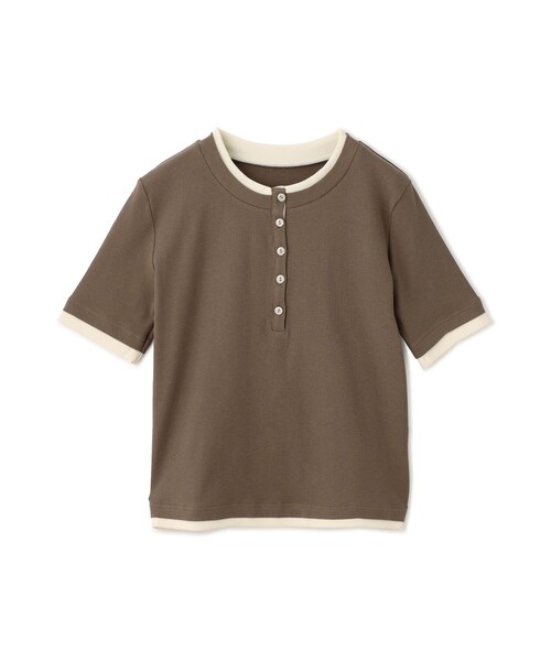 Jayro(ジャイロ)の「テレコバイカラーヘンリープルオーバー(Tシャツ/カットソー・レディース・ブラウン/ブラック/ホワイト系その他5/グレー系その他・M)」の4枚目の写真