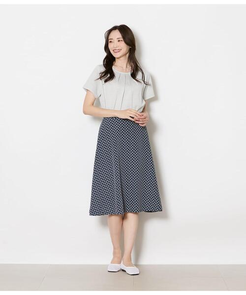 NEWYORKER（ニューヨーカー）の「ジオメトリックプリント フレアスカート（スカート・レディース・ネイビー/ホワイト・MEDIUM/LARGE）」の10枚目の写真