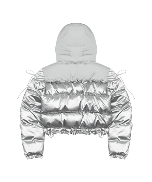 LUVISTRUE(ラヴイズトゥルー)の「AM RIBBON FRILL PUFFER JACKET(SILVER)(ダウンジャケット/コート・レディース・その他・FREE)」の3枚目の写真