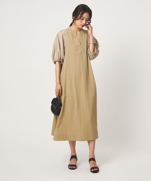 green label relaxing(グリーンレーベルリラクシング)の「ボリューム スリーブ ワンピース(ワンピース・レディース・ベージュ/ブラック・FREE)」の22枚目の写真