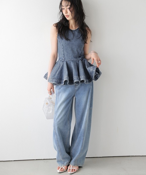 AMELY(エミリー)の「ペプラム デニムトップス(その他トップス・レディース・ブルー/ブラック/ライトブルー・L/M)」の18枚目の写真