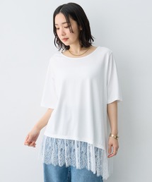 【anyfee×HINAコラボ】アシンメトリー裾レースTシャツ《大きいサイズ》(2026SS)
