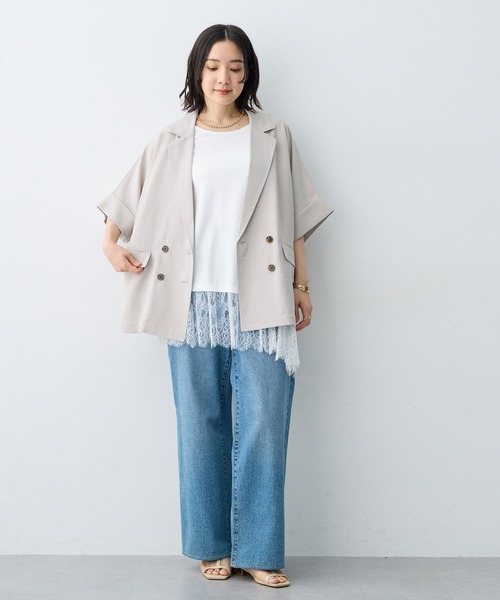 anyfee(エニフィー)の「【anyfee×HINAコラボ】アシンメトリー裾レースTシャツ《大きいサイズ》(2026SS)(Tシャツ/カットソー・レディース・ブルー/ブラック/オフホワイト・5L/4L/3L/LL)」の15枚目の写真