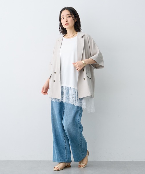 anyfee(エニフィー)の「【anyfee×HINAコラボ】アシンメトリー裾レースTシャツ《大きいサイズ》(2026SS)(Tシャツ/カットソー・レディース・ブルー/ブラック/オフホワイト・5L/4L/3L/LL)」の17枚目の写真