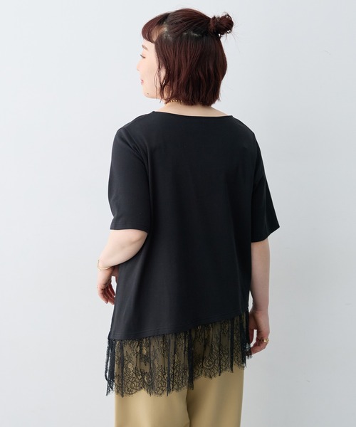 anyfee(エニフィー)の「【anyfee×HINAコラボ】アシンメトリー裾レースTシャツ《大きいサイズ》(2026SS)(Tシャツ/カットソー・レディース・ブルー/ブラック/オフホワイト・5L/4L/3L/LL)」の22枚目の写真