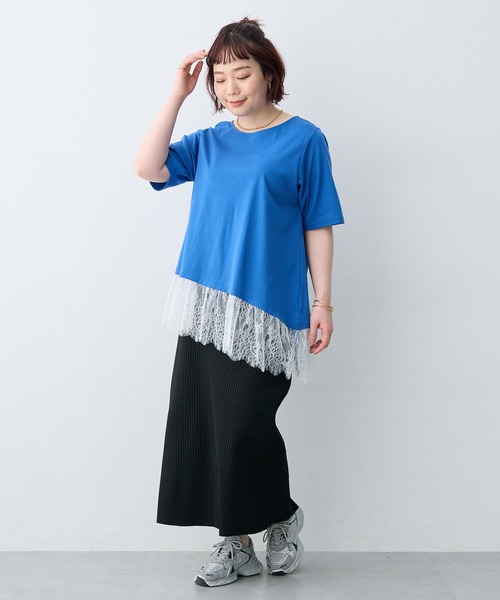 anyfee(エニフィー)の「【anyfee×HINAコラボ】アシンメトリー裾レースTシャツ《大きいサイズ》(2026SS)(Tシャツ/カットソー・レディース・ブルー/ブラック/オフホワイト・5L/4L/3L/LL)」の18枚目の写真