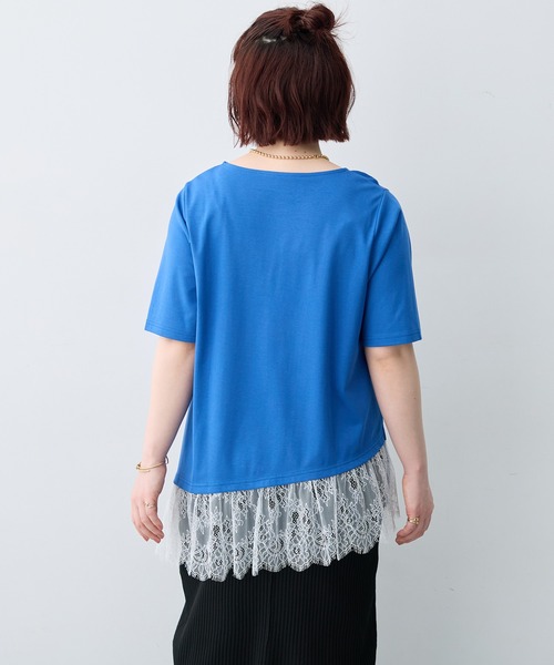 anyfee(エニフィー)の「【anyfee×HINAコラボ】アシンメトリー裾レースTシャツ《大きいサイズ》(2026SS)(Tシャツ/カットソー・レディース・ブルー/ブラック/オフホワイト・5L/4L/3L/LL)」の13枚目の写真