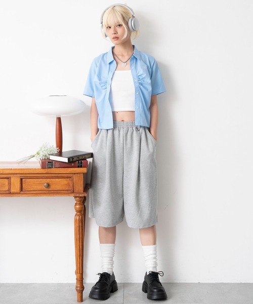 WEGO(ウィゴー)の「WEGO/【26年春夏新作】コンパクトギャザーシャツ(シャツ/ブラウス・レディース・ホワイト/グレー系その他4/ホワイト系その他4/サックスブルー・FREE)」の8枚目の写真