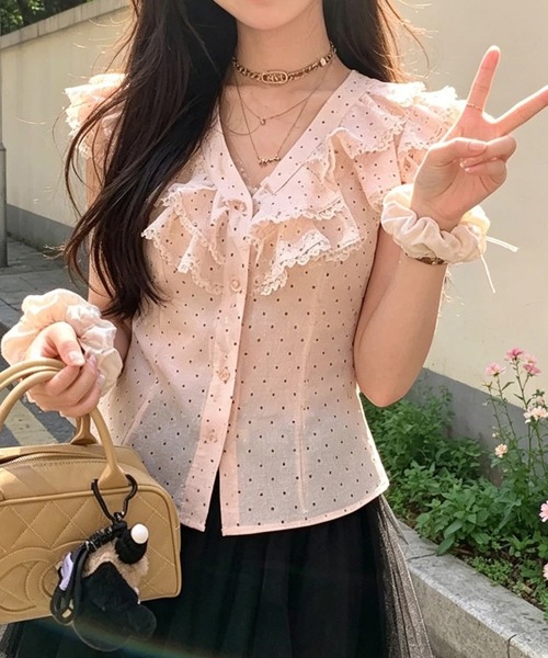 by LEGNA(バイレグナ)の「ドットシアーブラウス(シャツ/ブラウス・レディース・ピンク・LARGE/MEDIUM/SMALL)」の13枚目の写真