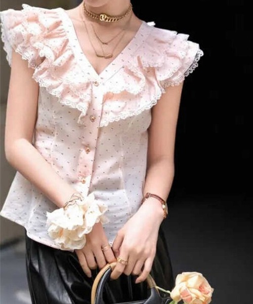 by LEGNA(バイレグナ)の「ドットシアーブラウス(シャツ/ブラウス・レディース・ピンク・LARGE/MEDIUM/SMALL)」の14枚目の写真