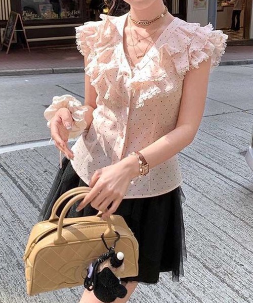 by LEGNA(バイレグナ)の「ドットシアーブラウス(シャツ/ブラウス・レディース・ピンク・LARGE/MEDIUM/SMALL)」の15枚目の写真