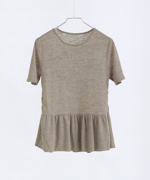 Fashion Letter（ファッションレター）の「リネンミックス シアーワッフル フレアヘムトップス（Tシャツ/カットソー・レディース・グレイッシュベージュ/チャコール/ブラック・M）」の20枚目の写真